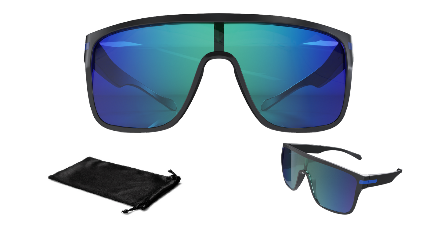 Polarized One Piece Shield w/ Blue Gradient Lens